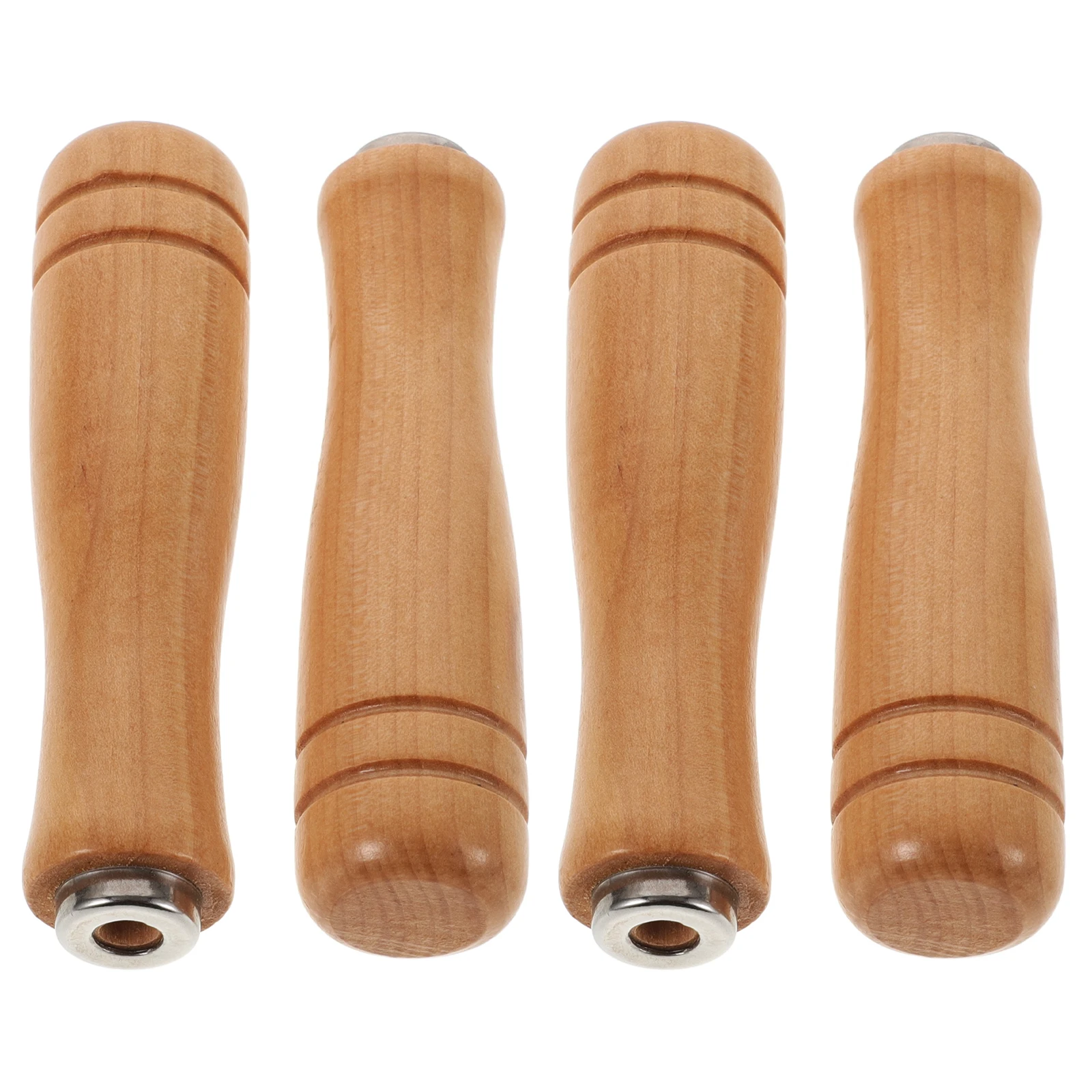 

4pcs Wooden Handle Ergonomic Craft Making File Grip Replacement Sturdy Portable Craft Making Screwdriver Metal