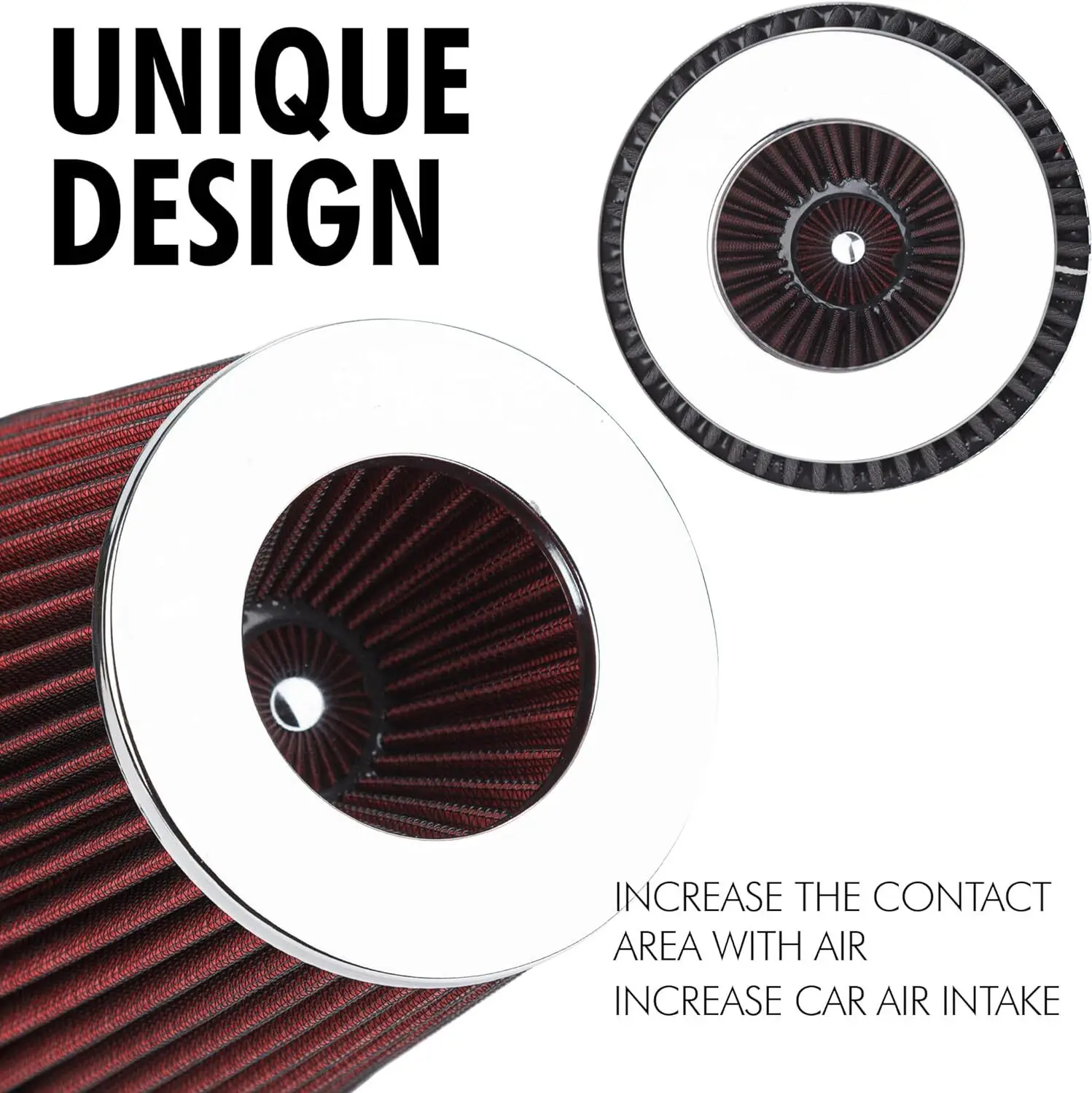 76 مم 3 بوصة مدخل فلتر الهواء الجاف مخروط مدخل الهواء البارد جودة بديلة باللون الأحمر