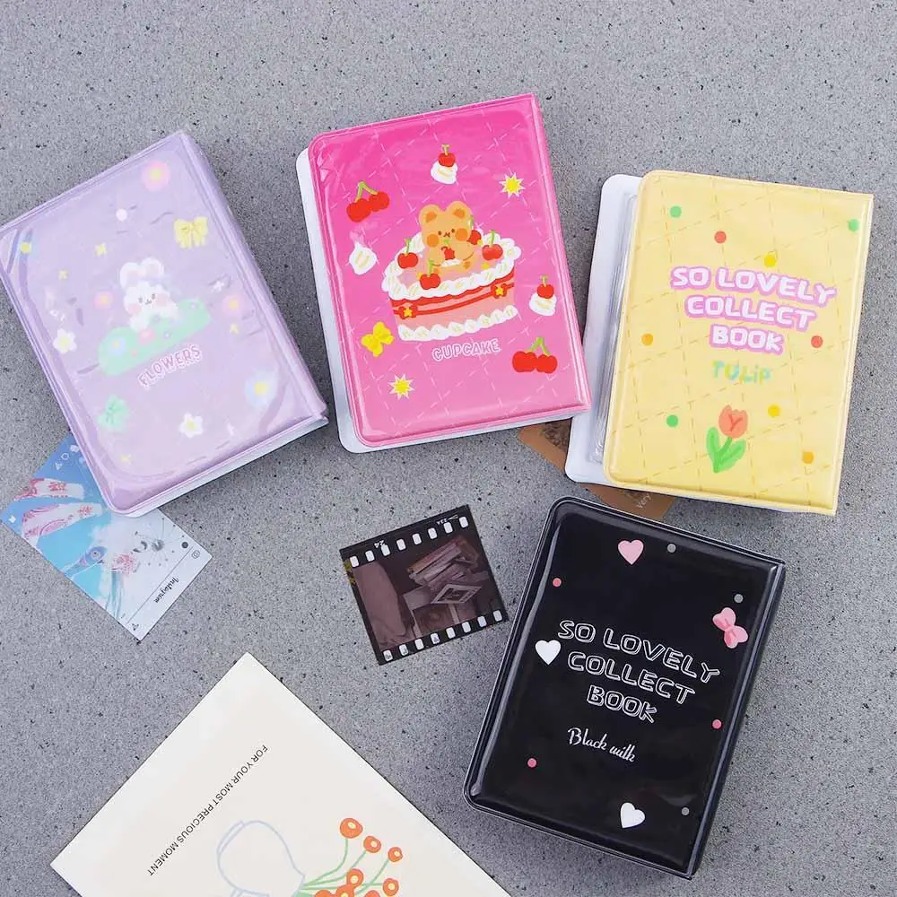 Cute Bear Strawberry Cake 3 Inch Polaroid Album Star Love Bean Album Small Card Storage Book Lace Heart Cutout