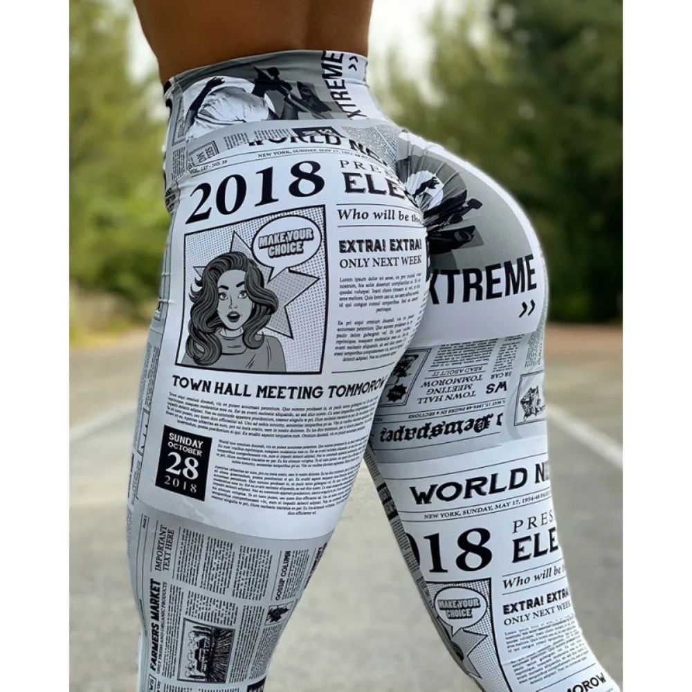 Women Stretchy High Waist Yoga Leggings Bold Gym Street Style Tights