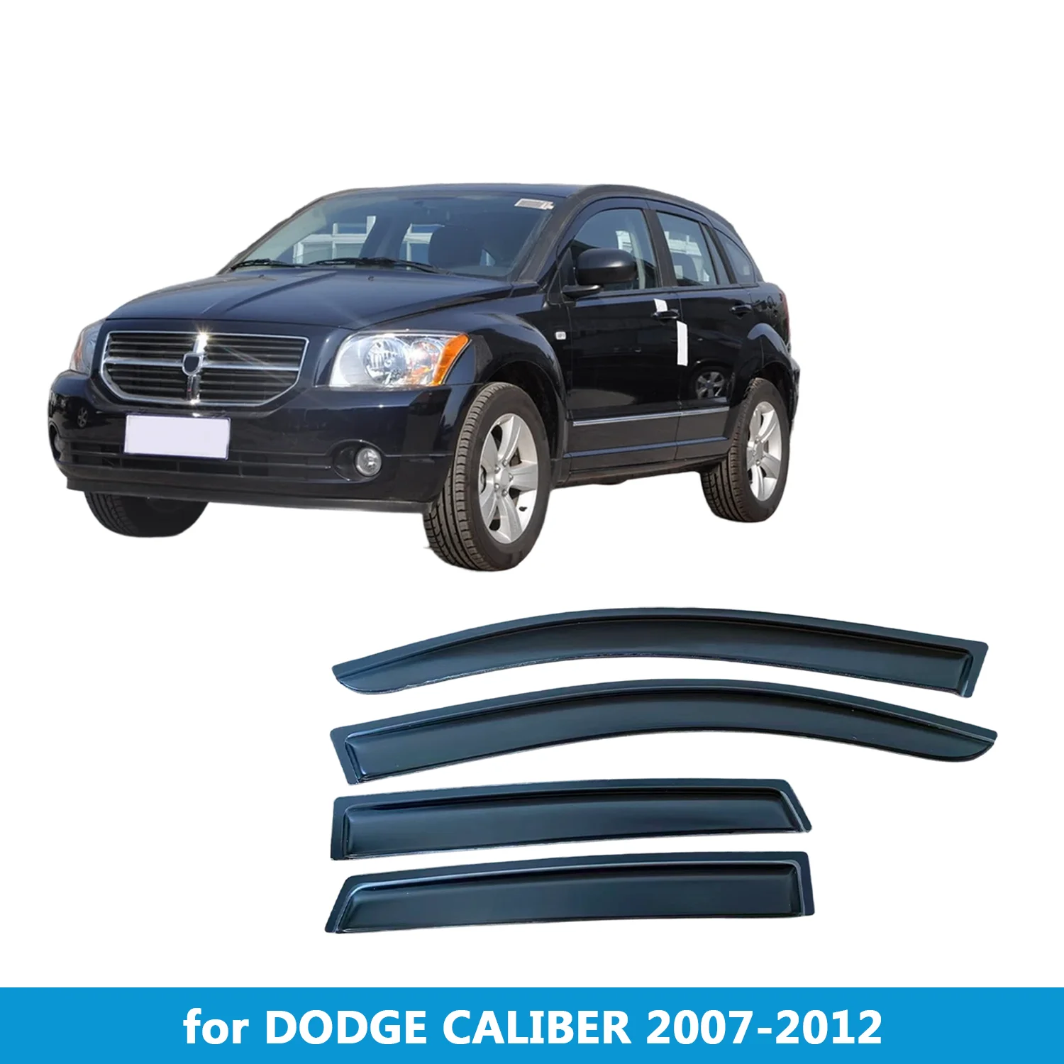 

Window Visor for DODGE CALIBER 2007-2012 Rain Guard Side Vent Deflector Weathershield Outside-Mount Tape On