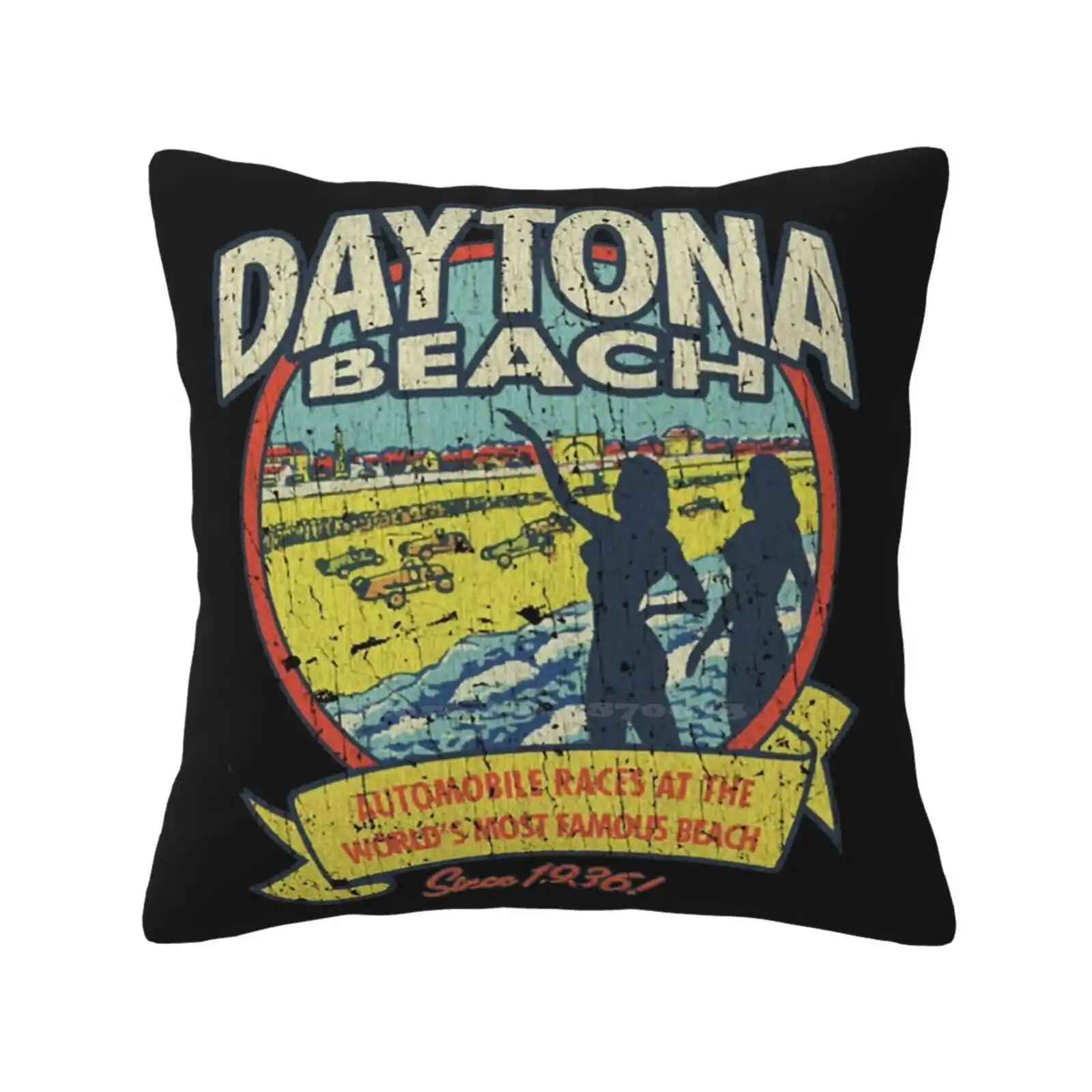 Daytona Beach Automobile Races 1936 Home Sofa Car Cushion Cover Pillowcase Stock Car Racing 1930s 1936 Dirt Racing Dirt Track