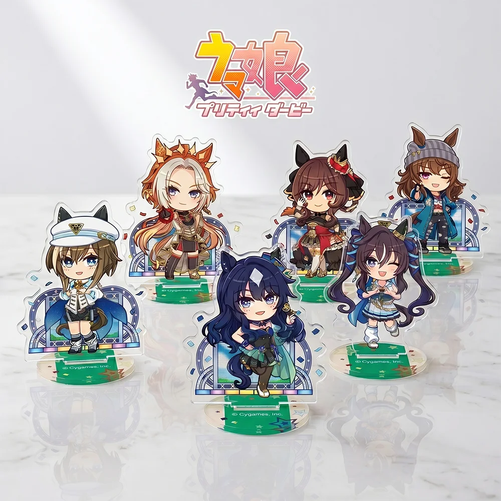 Anime Pretty Derby Q Version Kitasan Verxina Vivlos 10CM Double-sided HD Acrylic Stand Keychain Desk Decor Collect Fans Gift