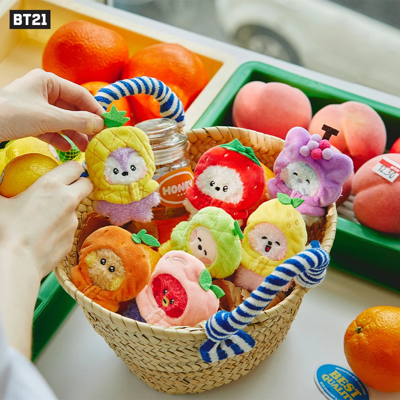 

BT21 Fruit Series Mini Plush Doll Pendant 10cm Kawaii Keychain Plushs Toy Bag Accessories Cute Cartoon Key Chains Birthday Gift