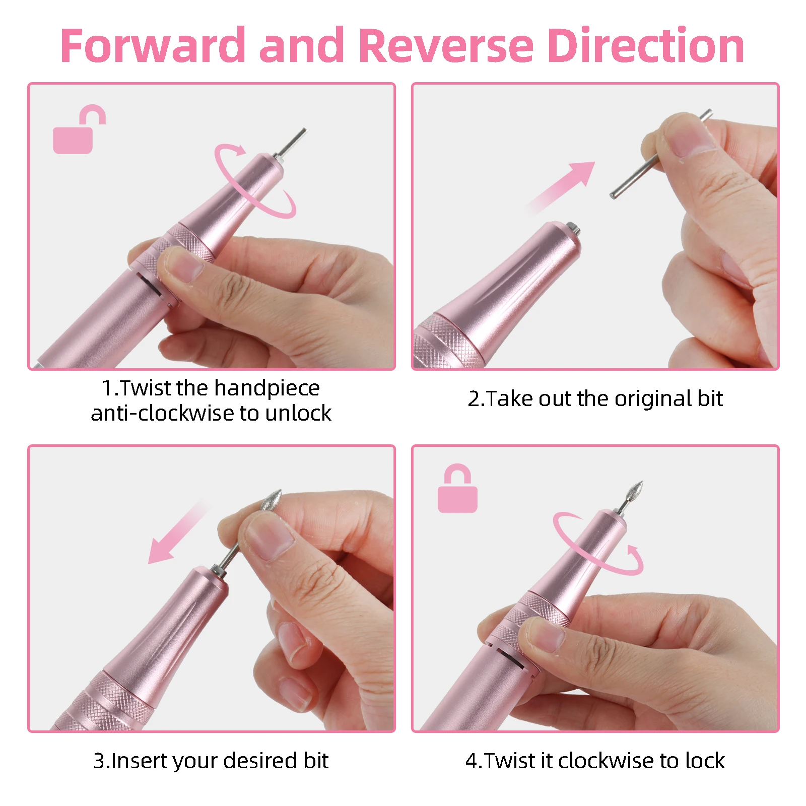 เครื่องที่กรอเล็บไฟฟ้า35000RPM ชุดตะไบเล็บแบบพกพาสำหรับอะคริลิคปรับการแสดงผลความเร็วได้ทำเล็บมือเล็บเท้าใช้ในบ้าน