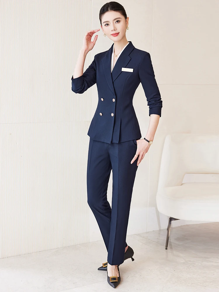 고급 여성 정장 세트, 세련된 개성, 봄 가을 신상, 면접, 직장복, 보석 매장 유니폼
