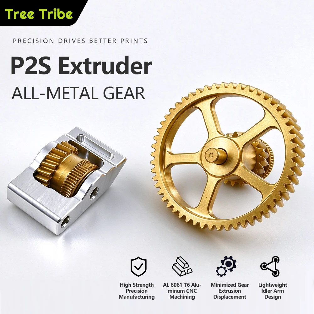Tree Tribe Upgraded P2S All Metal Nano-coated DLC Mill Gear Kit For Bamboo P2S Extruder 3D Printer Parts