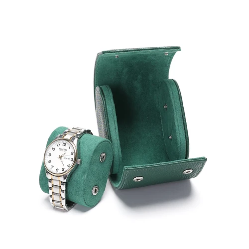 Imagen 2 del producto Embers-rollo de reloj verde 1, 2, 3 ranuras, caja de almacenamiento de reloj auténtica de lujo, bolsa de viaje, caja de reloj, caja de regalo para Rolex