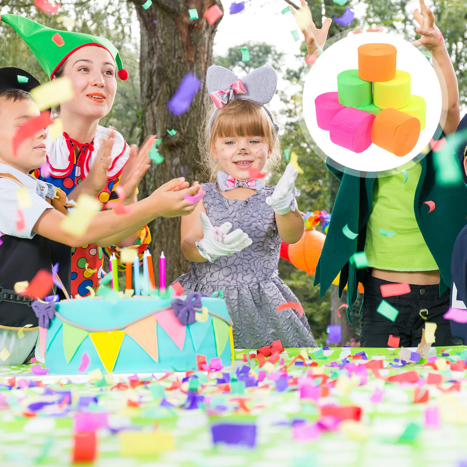 

8Pcs Fluorescent Crepe Paper Rolls Colorful Crinkle Streamers for Birthday Wedding Party Decorations Crafts Crepe Paper Ribbon