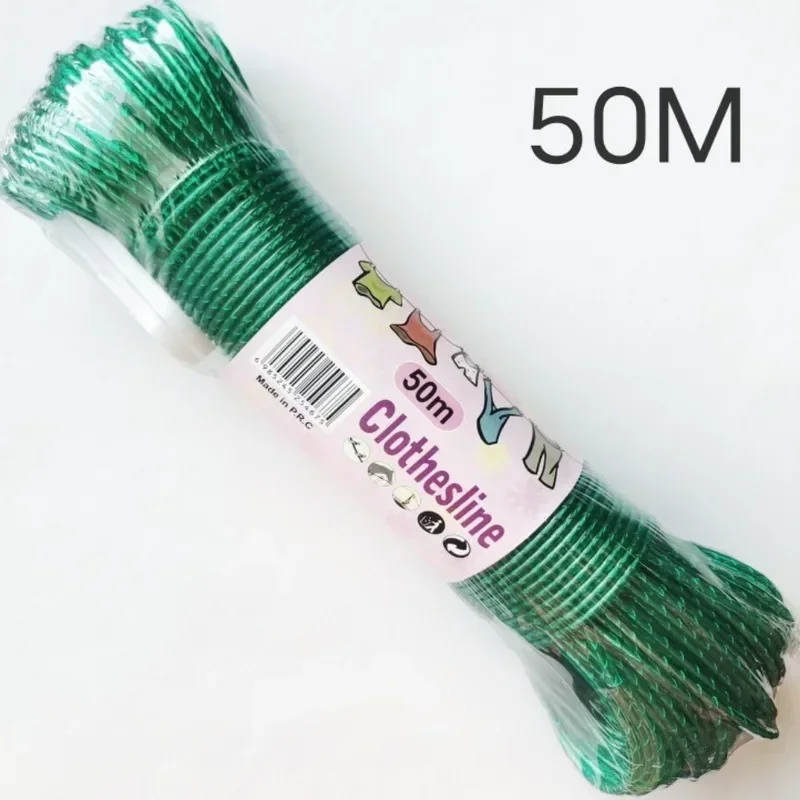 50M Washing Lines Long Rope Drying Clothes Hangers Steel Wire Lines PVC Camping Outdoors Garden Travel Supplies for Clothesline