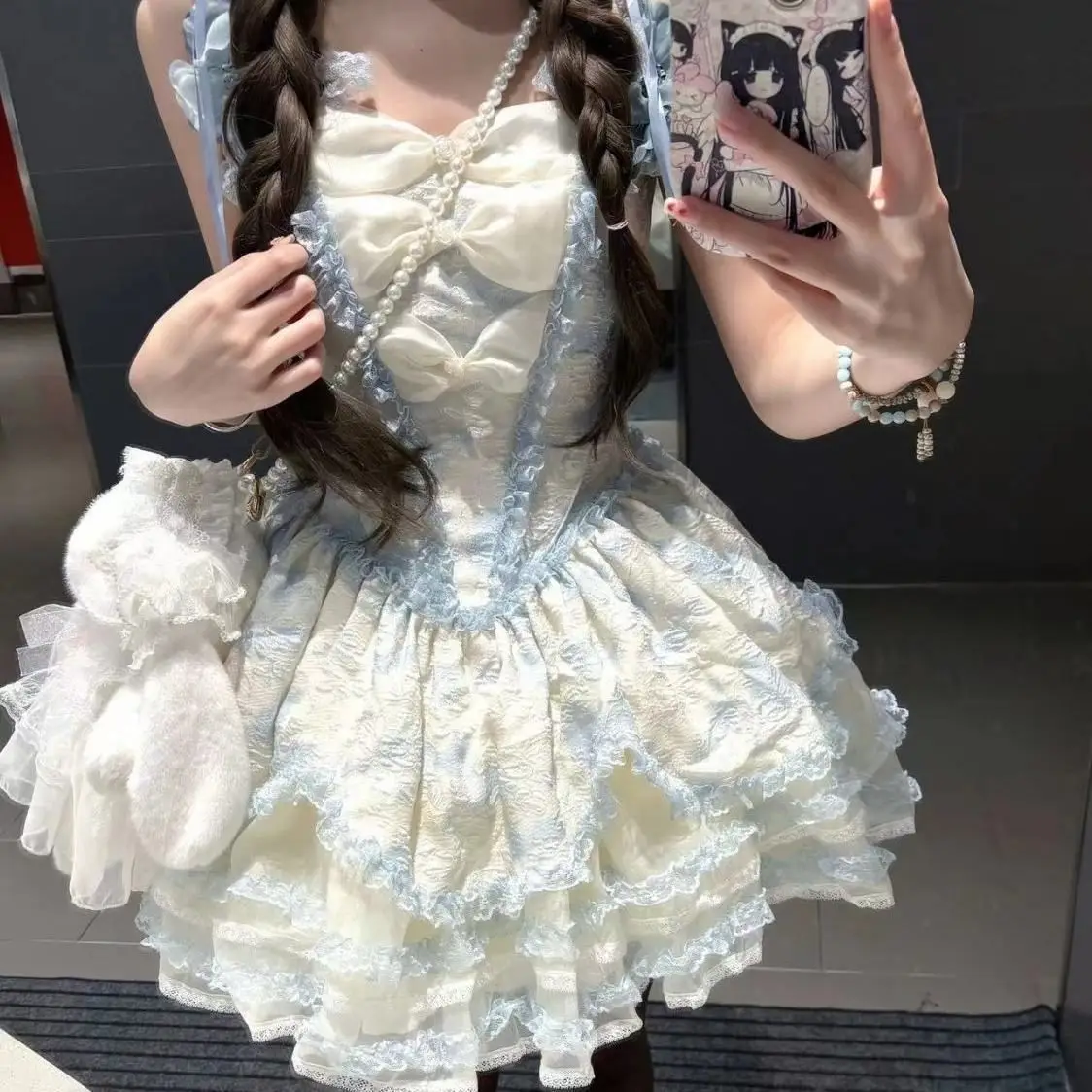 

Japan Kawaii Lolita Lace Dress Noble And Sweet Date Dress Lolita Bow Princess Dress 2025 New