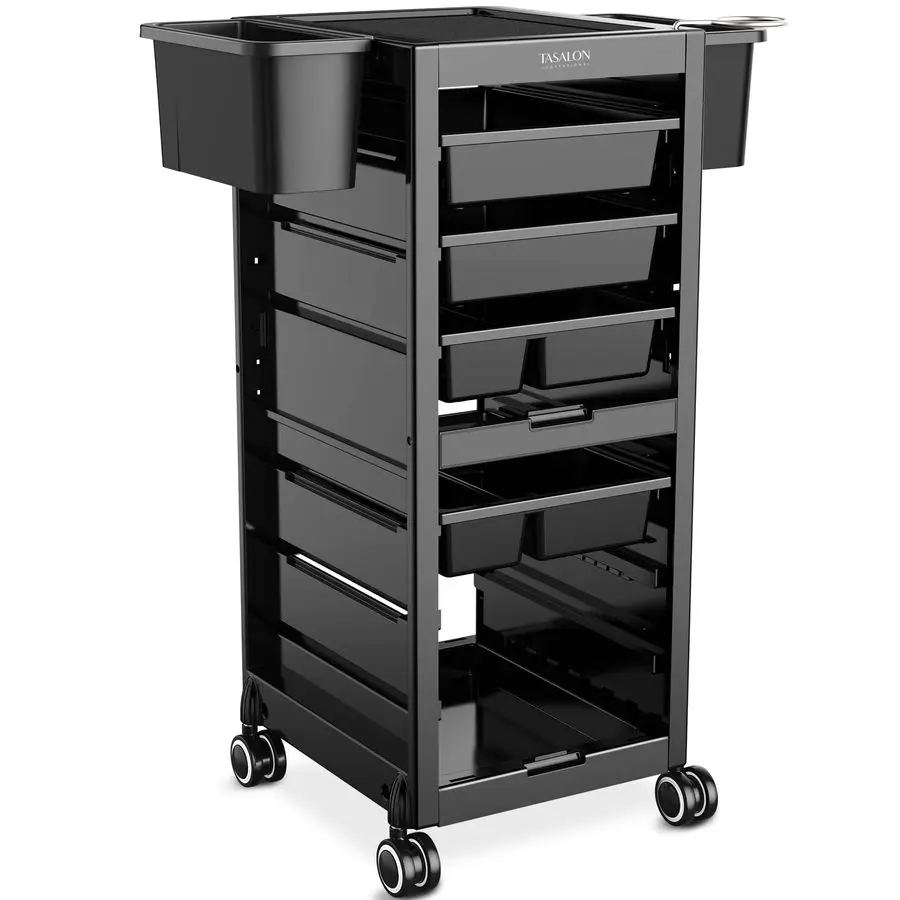 

Professional Salon Trolley Cart, Station with 4 Drawers amp 2 Storage Baskets, Multipurpose Salon Station Cart