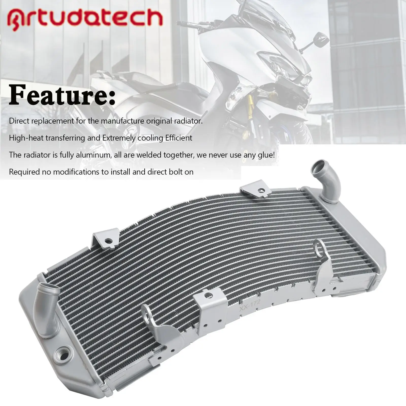 Aluminum Radiator Cooling Cooler for Yamaha TMAX530 T-max 530 2012 2013 2014 2015 2016 Silver