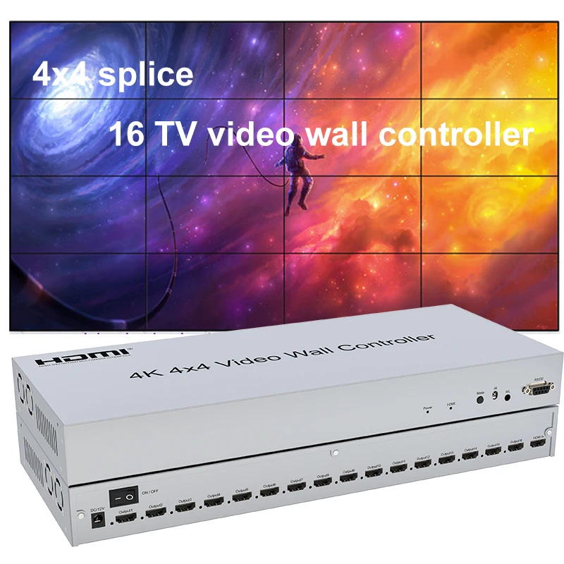 16 Channel HDMI Video Wall Controller 4x4 1080P 60Hz out TV Splicing Display 2x6 2x5 3x4 MultiScreen Stitching Processor Splicer