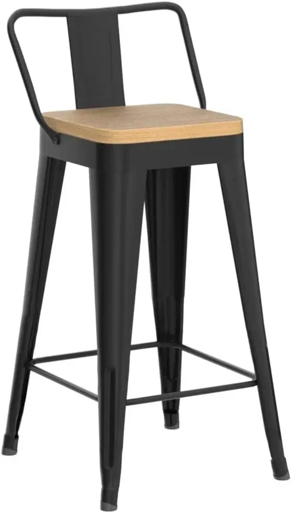 Metal Bar Stools Set com costas removíveis, Counter Altura Barstools, assento de madeira, 24 ", cozinha, 4