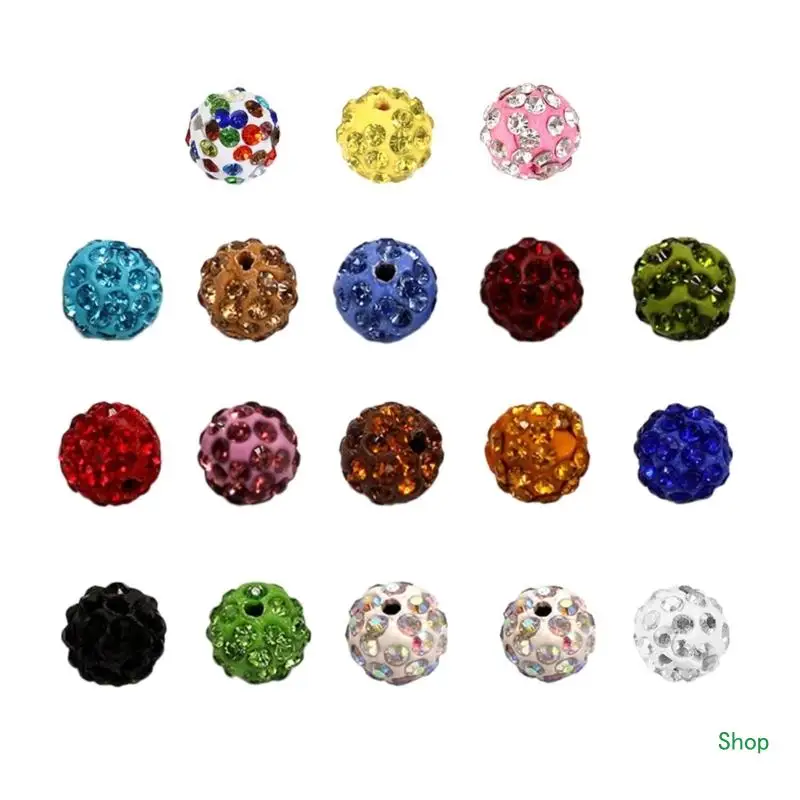 Dropship 100pcs 10mm Sparkling Crystal Bead Set Soft and Pliable Ball Clay Beads Rhinestones Beads for Handmade