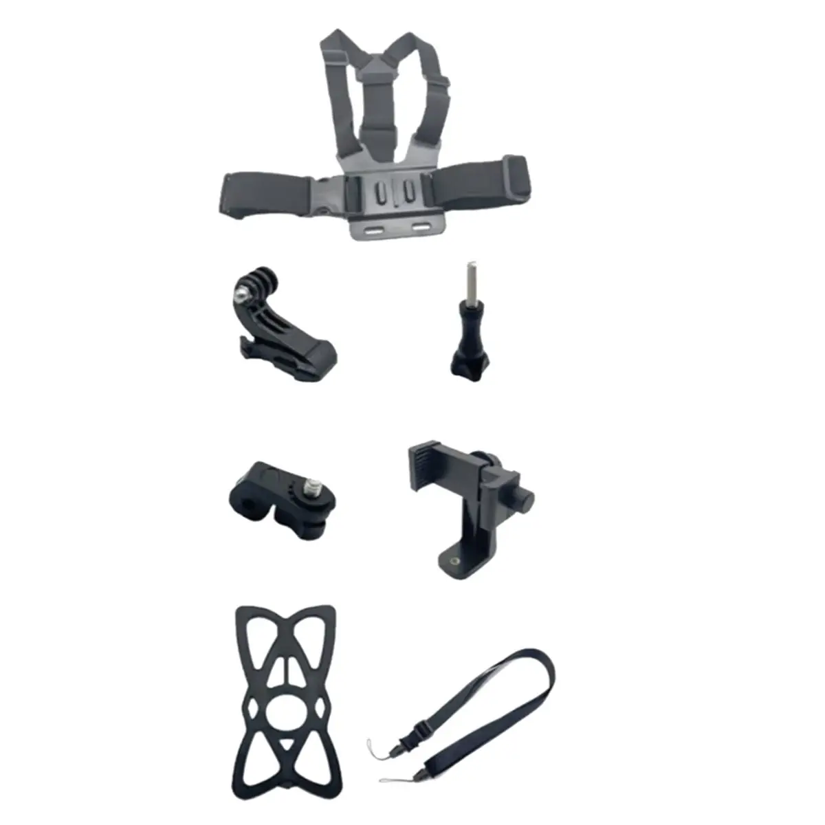 A64I 7 in 1 Action Camera Kit Chest Strap Mount Phone Holder Adjustable Live Phone Strap Mount for Cycling Skiing