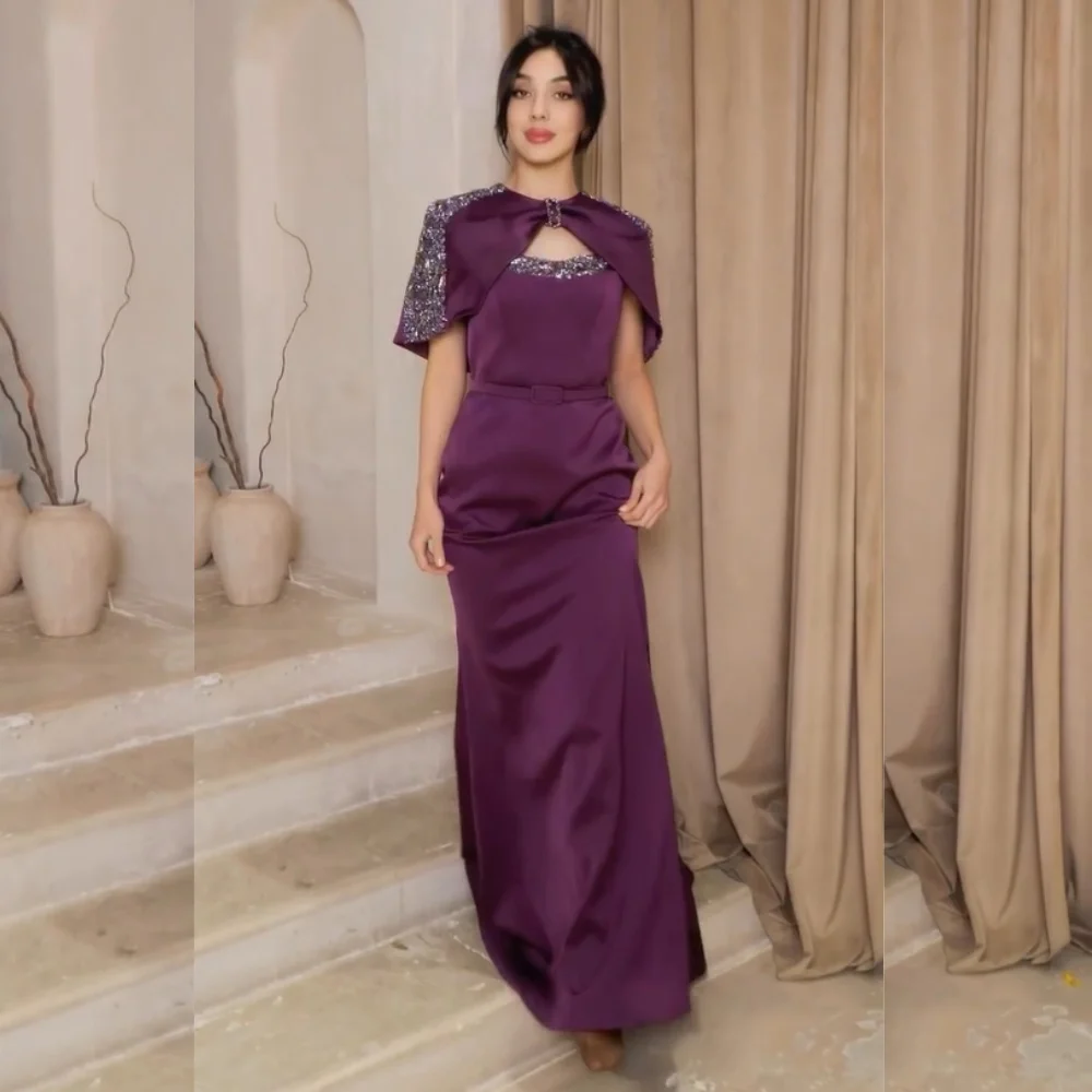 تخصيص الأزياء Charmeuse الطية مطرزة البوق س الرقبة طويلة فساتين لحضور الحفلات الموسيقية الفاخرة حزب الرعوية النمط الصيني #1