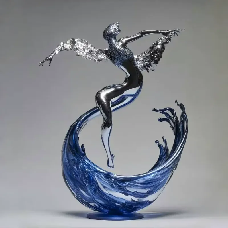 Stainless Steel Abstract Figure Sculpture Simple Line Muse Metal Decoration for Space Garden Landscape Art Ornament