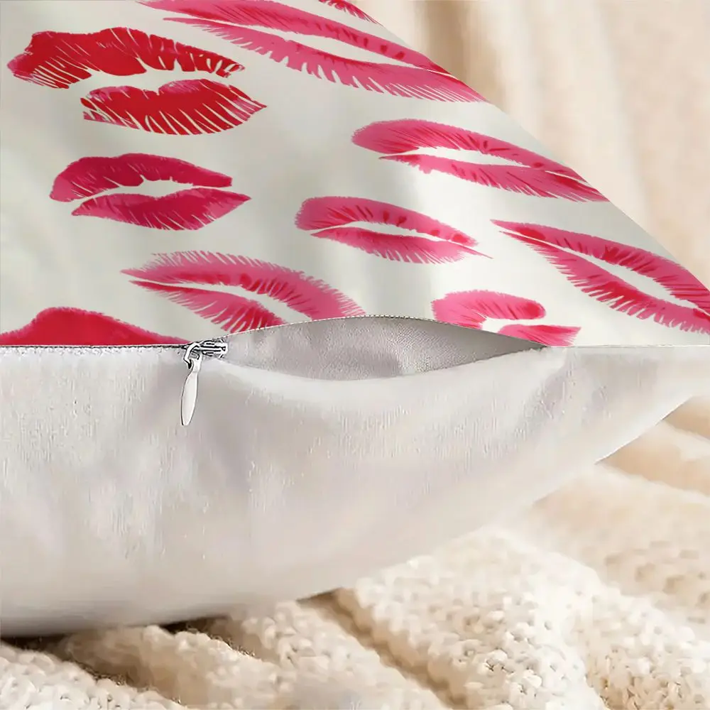 Lips Print Throw Pillow Digital Printed Cushion Cover Soft Decorative Accent Pillow for Sofa Bedroom Home Decor 45x45cm
