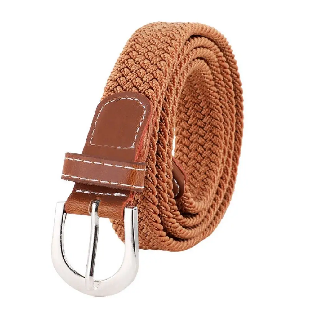 Casual Canvas Woven Belt Alloy Pin Buckle Knitted Thin Elastic Waistband Flexible High Quality Stretch Waist Belts Climbing
