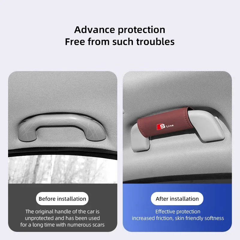 2025 حار 2 قطعة مقبض السيارة حافظة جلدية مسند الذراع التلقائي الغطاء الواقي لأودي S-line A3 A4 A6 A5 Q5 A1 Q7 Q3 Q2 Q8 A7 A8 TT S1 SQ
