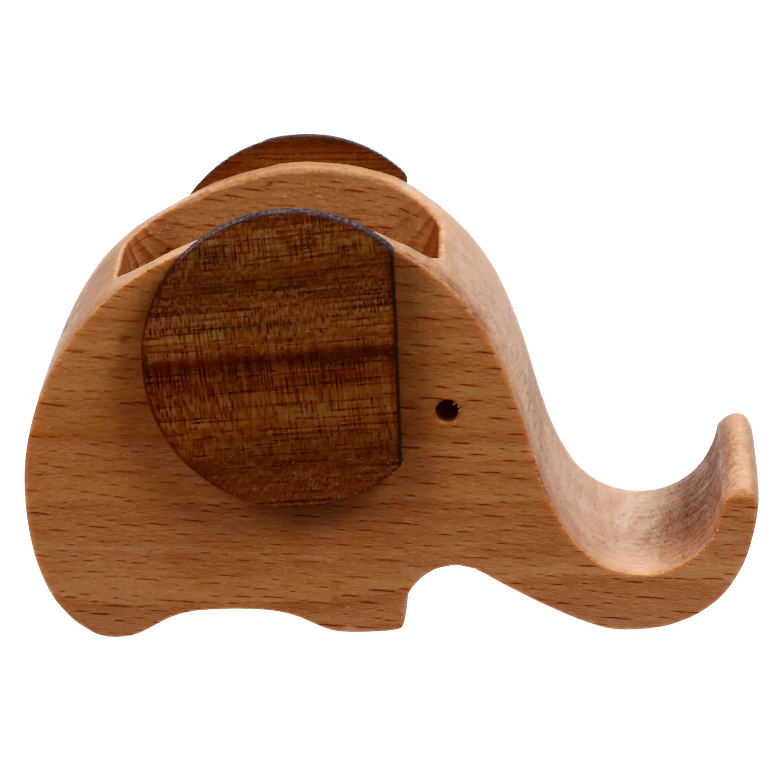 1Pcs Elephant Wood Phone Stand Desktop Pen Storage Holder Multi Functional Phone Tablet Bracket for Home Office School