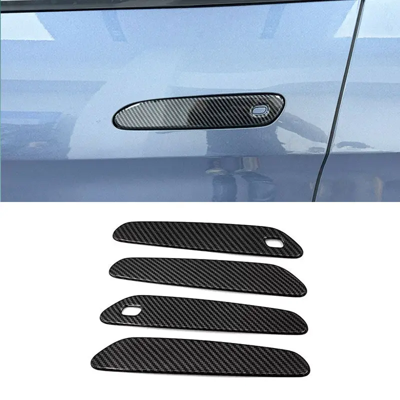 

For BYD Sealion 7 Sea Lion 07 EV 2024 2025 ABS Carbon Fiber Texture Car Styling Exterior Door Handle Pull Cover Trim