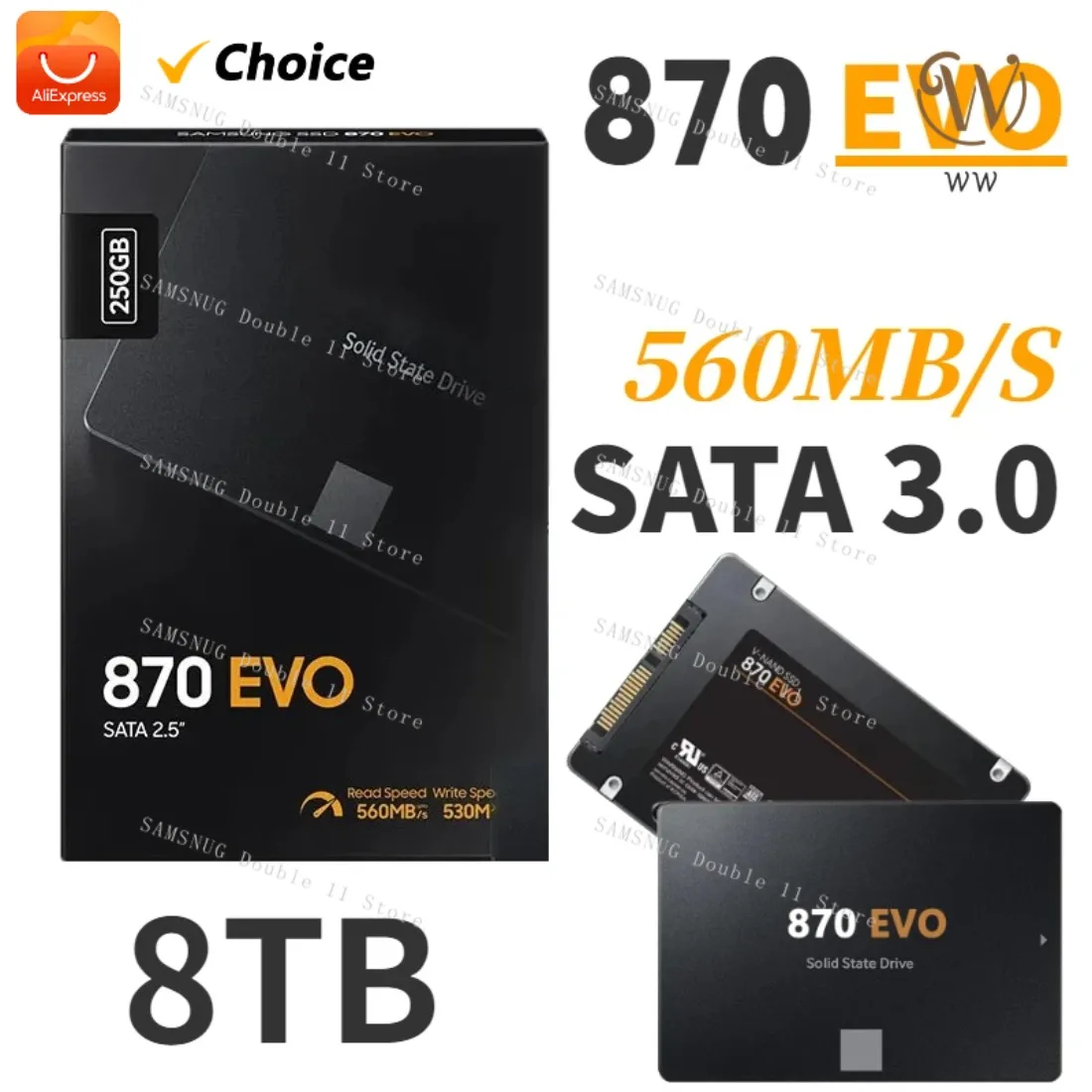 

2024 New SSD 870 EVO 1TB 2TB 4TB 8TB Internal Solid State Drives Hard Disk SATA 3.0 MLC 2.5 Inches for Laptop Desktop PC PS4 PS5