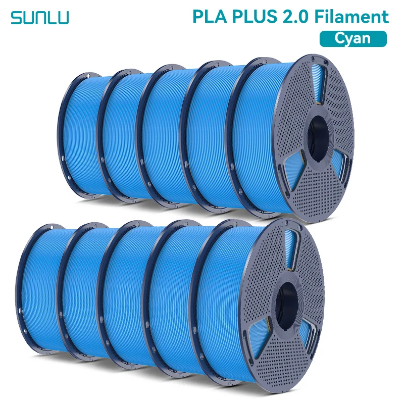 SUNLU 10KG PLA Plus 2.0 3D-filament 1,75 mm netjes wond Sterker Robuust Veelkleurig Upgrade Plastic PLA+ 3D-printerfilament