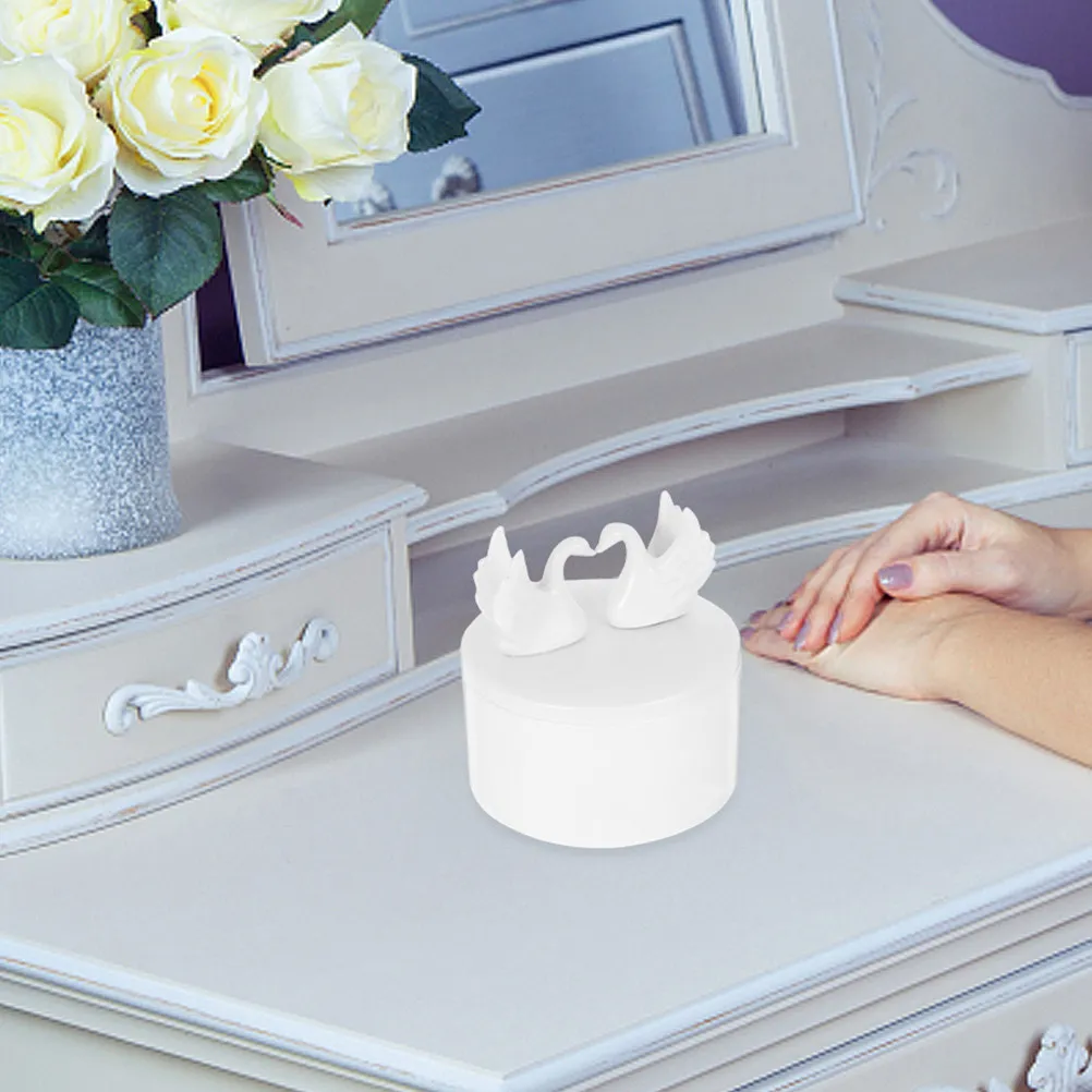 

2Pcs Ceramic Jewelry Organizer Box with Lid Elegant Swan Statue Compact Storage Trinket Holder for Rings Earrings Necklace