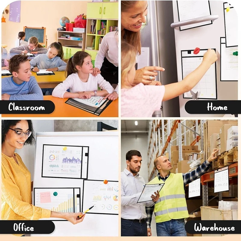 25 папок для файлов, 9 х 12 дюймов, держатель для рабочих заметок, карманы для сухого стирания для учителей, принадлежности для организации работы в классе B, прочный