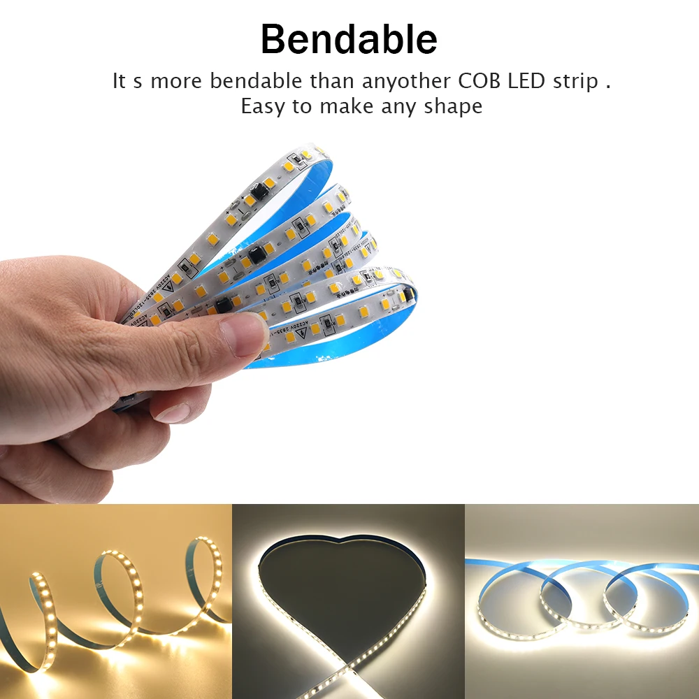 10M 20M LED Strip 220V Adhesive High Brightness SMD 2835 120LEDs/m 240LEDs/m Waterproof LED Adhesive Tape White Yellow Ice Blue