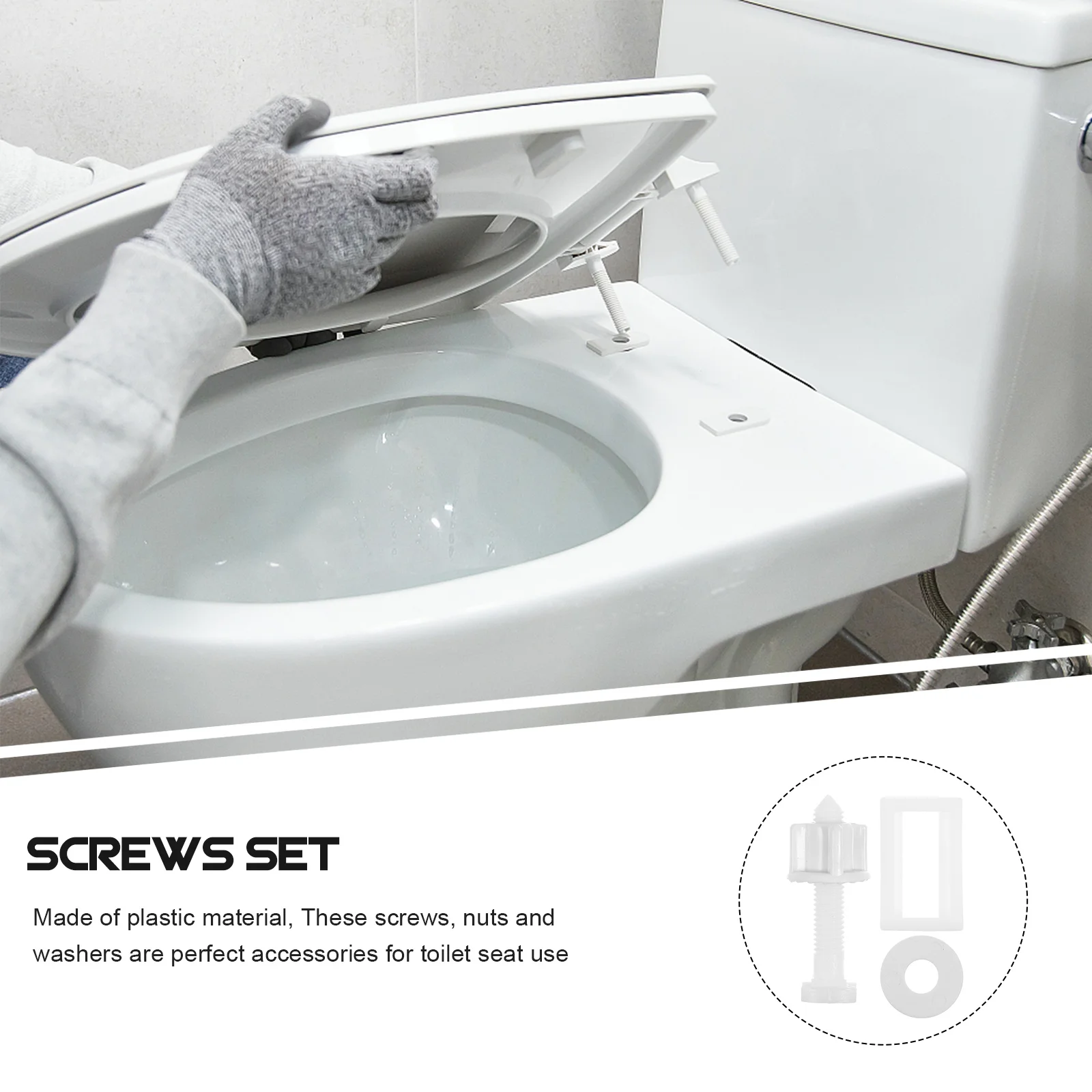 

2Pcs Toilet Lid Seat Hinges Bolts 27x27mm Easy to Install Plastic Accessories Plastic Screws Toilet Bolt Screw