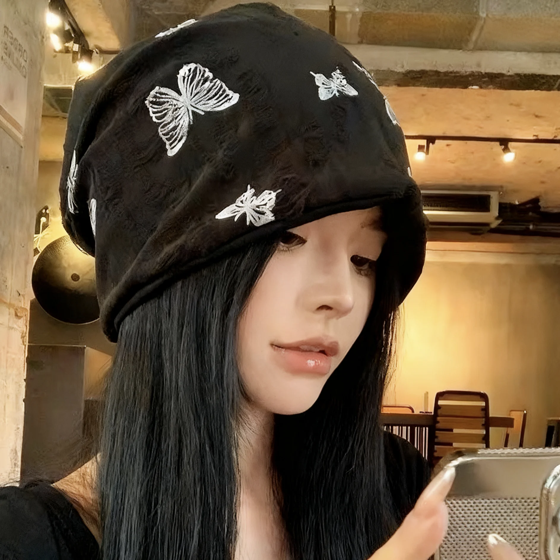 

Женский пуловер с бабочкой, уличная модная мешковатая мягкая шапочка, осенне-зимняя теплая шапочка, эластичные шапочки в Корейском стиле для девочек