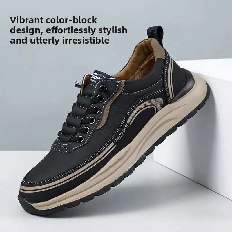 2026 Herren Leder Freizeitschuhe Slip-On Bequeme Atmungsaktive Leichte Rutschfeste Wasserdichte Loafer