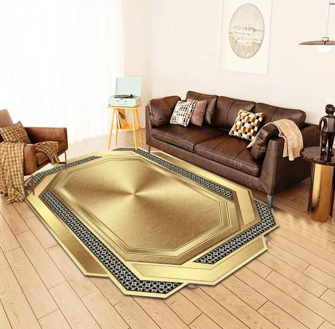 

Special-shaped Luxury Gold Carpet Living Room Decoration Home Kids Bedroom Carpets Non-slip Washable Floor Mats Large Area Rug