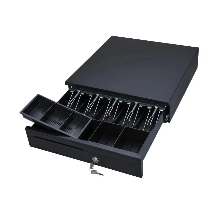 

12V 24V 425*405*115mm Drawer Register Five Grid Metal With Lock Register RJ11 Interface With 2 Keys