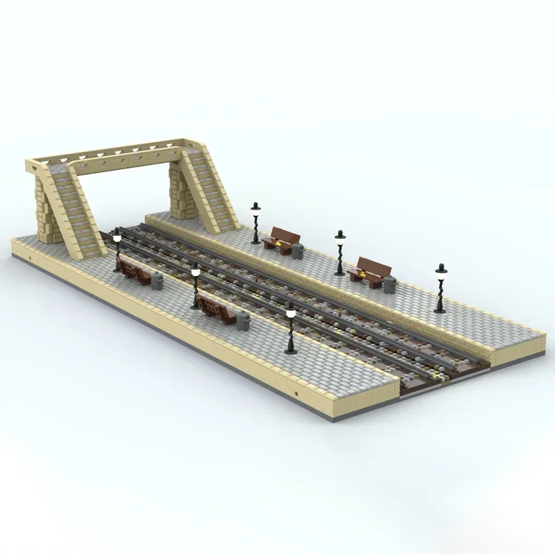 Train Station Platform Technology Modular Blocks City Street View Model Moc Building Bricks Gift Christmas Toy DIY Sets Assembly