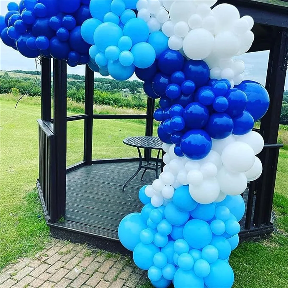 111 Pieces Gray Blue and White Balloon Arch Set Marine Themed Birthday Gift Party Holiday Indoor and Outdoor Decoration Supplies