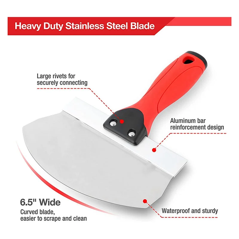 Совок для гипсокартона, 2 шт., совок для ведра из нержавеющей стали для гипсокартона — изогнутое контурное лезвие 6,5 дюйма для краски, раствора