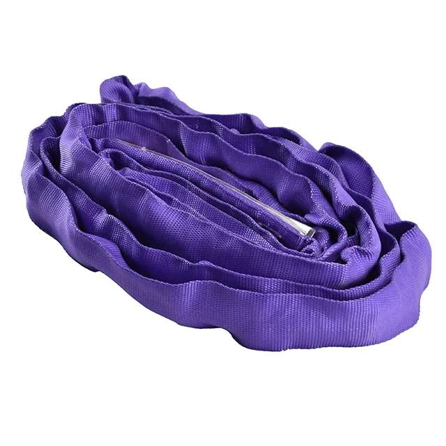 1t 2600lbs Purple Double Layer Soft Eslinga Lifting Webbing Textile Polyester Round Sling