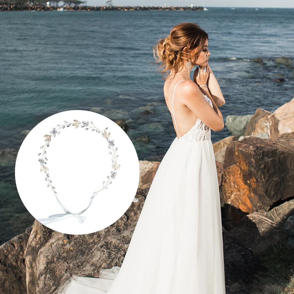 

Rhinestone Headb Wedding Hair Accessory Headdress Bridal Alloy Leaf Design Lightweight Comfortable Party Occasion Hair Tool
