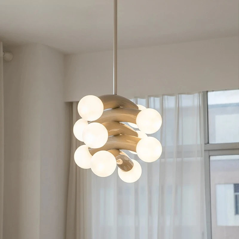 

Modern Carbon Steel Led Ceiling Chandelier White Glass Pendant Light Nordic Restaurant Kitchen Bedroom Living Room Hanging Lamps