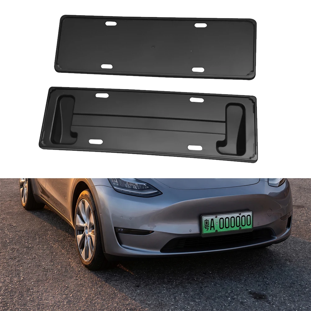 Matte Black Floating License Plate Frame Kit For Tesla Model Y Juniper Model YL Front Rear Number Plate Holder Car Accessories