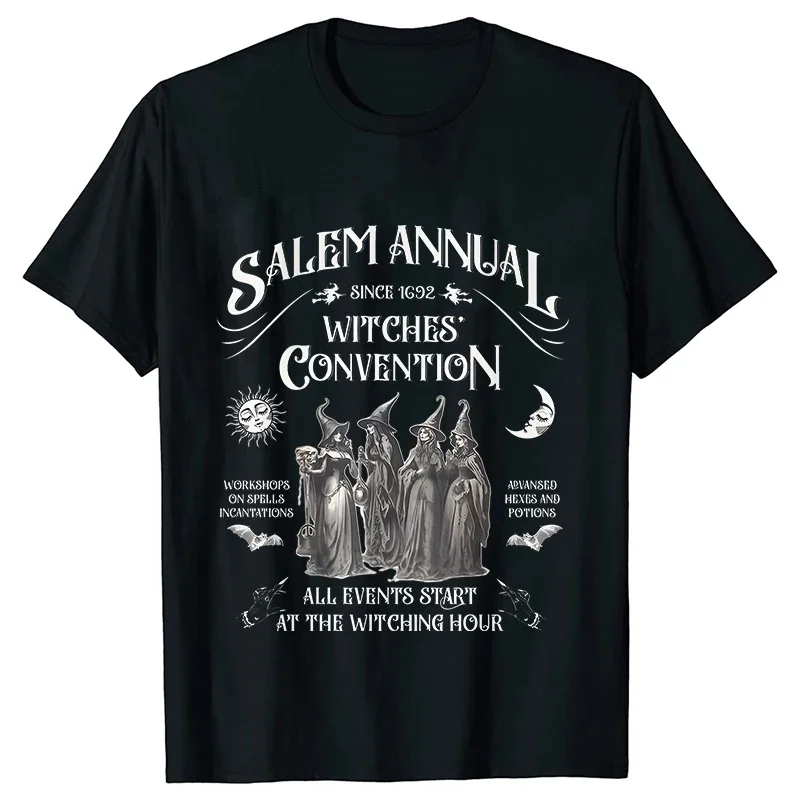 Salem Witch T-Shirts for Women Vintage Funny Halloween T Shirts Short Sleeve Loose Trendy Spooky Season Graphic Tees Retro Tops