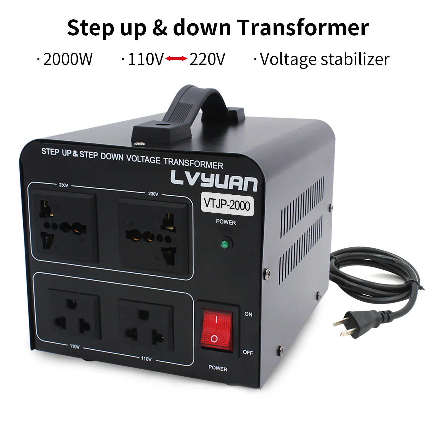 5000W/2000W Voltage Transformer AC110V-220V/220V-110V Step Up/Step Down for Overseas Household Appliances