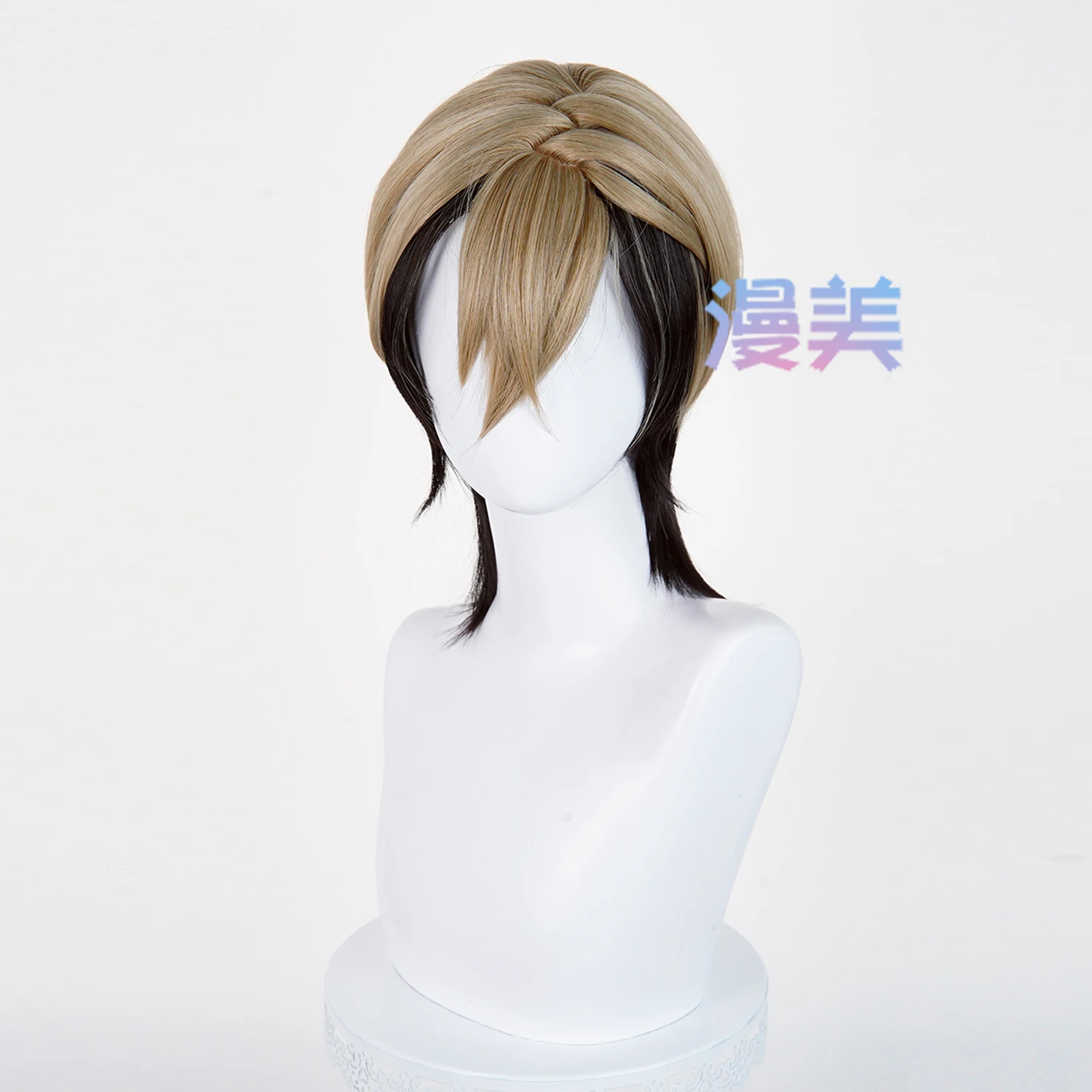 Anime nijiku cosplay peruca marrom claro & preto balayage de dois tons com ponta gradiente peruca para halloween comicon festa adulto feminino masculino