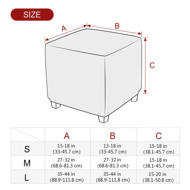 Fluwelen poef hoes elastische vierkante voetenbank hoes 360 graden all-inclusive voetsteun beschermhoes woonkamer stoel hoes