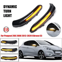 푸조 용 다이나믹 턴 시그널 라이트 208 2008 2012 2013 2014 2015 2016 2017 2018 2019 2020 Citroen C3 LED 표시기 측면 깜박임